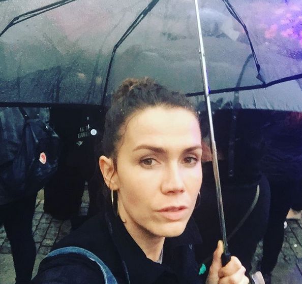 Olga Bołądź na "czarnym proteście"